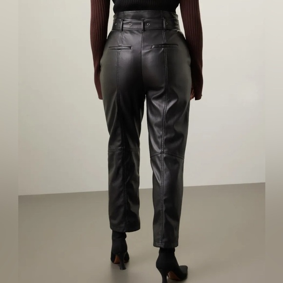 MARISSA WEBB BELTED LEATHER BARREL-LEG PANTS black sz 8 - Picture 2 of 11